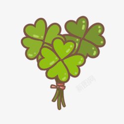 手绘绿色爱心树叶图标素材