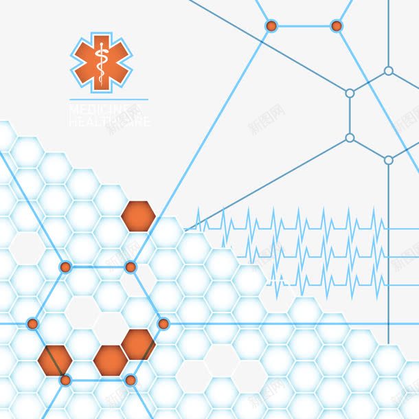 手绘医疗图案矢量图ai免抠素材_88icon https://88icon.com 医疗 图案 心电图 手绘 矢量图