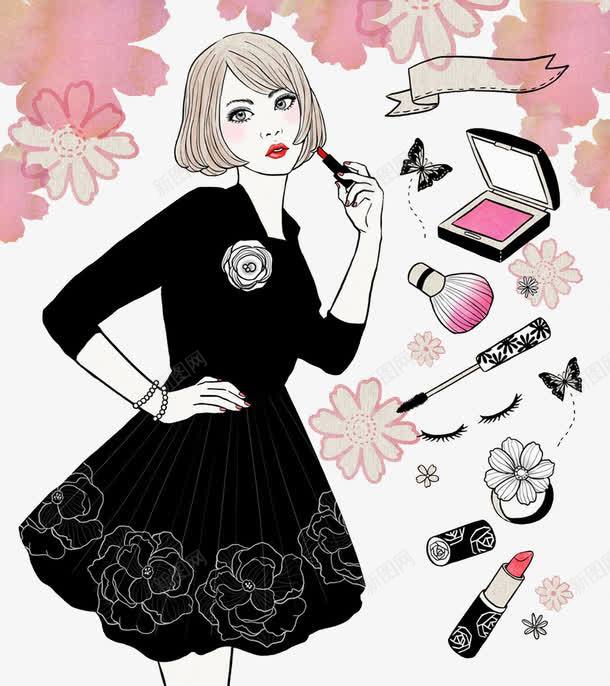 女孩化妆png免抠素材_88icon https://88icon.com 化妆 化妆盒 卡通 女孩