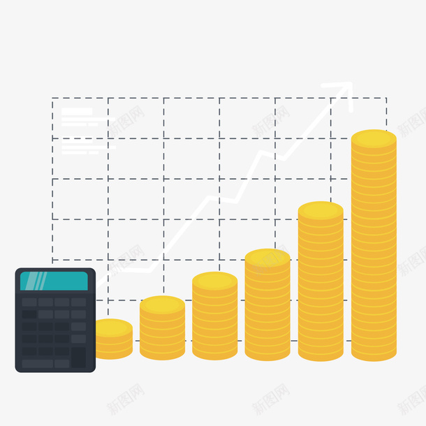 金色金币数据矢量图ai免抠素材_88icon https://88icon.com 数据 素材 财富 金色 矢量图