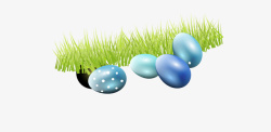 蓝绿色小草中的彩蛋矢量图素材