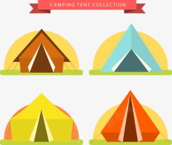 4款彩色夏季野营帐篷素材