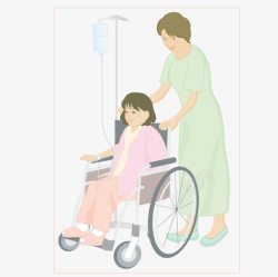 吊瓶轮椅卡通图推着轮椅上打吊瓶的女孩高清图片