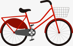 手绘红色自行车矢量图素材