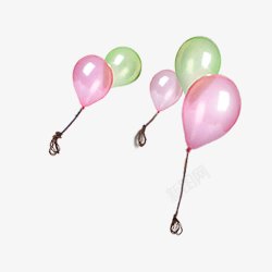 绑线飞起的粉色透明气球素材