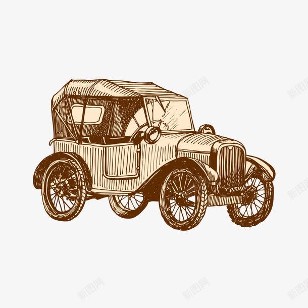 手绘复古车png免抠素材_88icon https://88icon.com 复古车 手绘 欧式