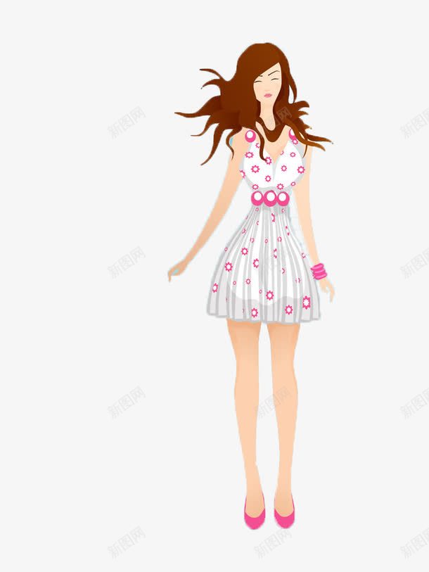 穿花裙子的卡通美丽女孩png免抠素材_88icon https://88icon.com 卡通 女孩 素材 花裙子
