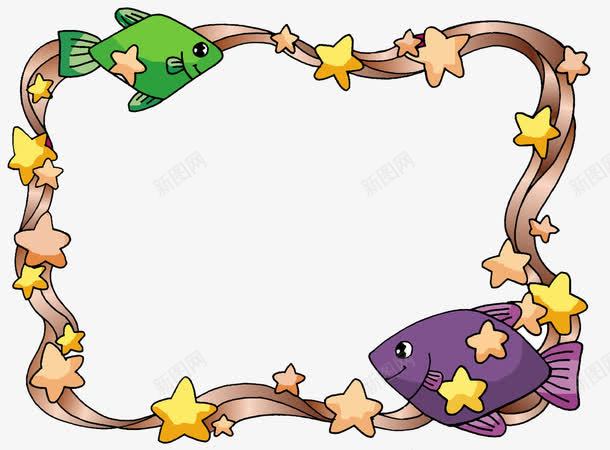 鱼和星星相框png免抠素材_88icon https://88icon.com 图案 实物 欧式 装饰
