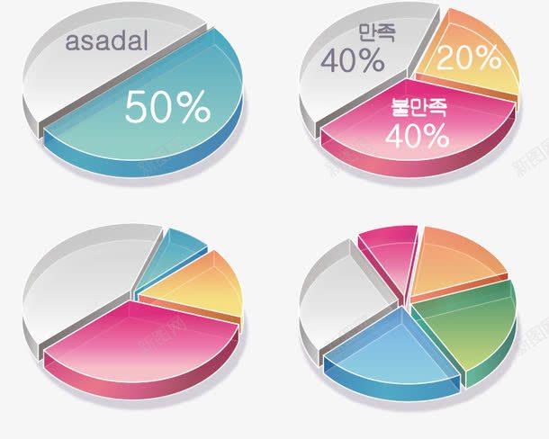 彩色饼图png免抠素材_88icon https://88icon.com 信息图表 分裂饼图 数据占比 矢量素材