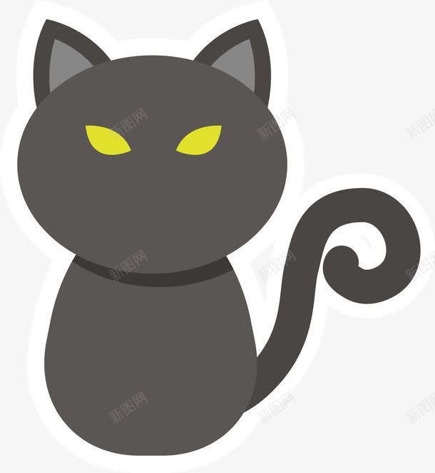 卡通黑猫png免抠素材_88icon https://88icon.com 卡通 黑猫