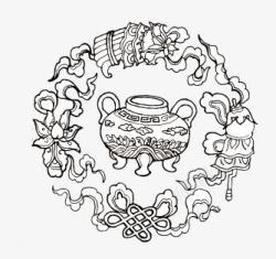 青花瓷罐子背景素材