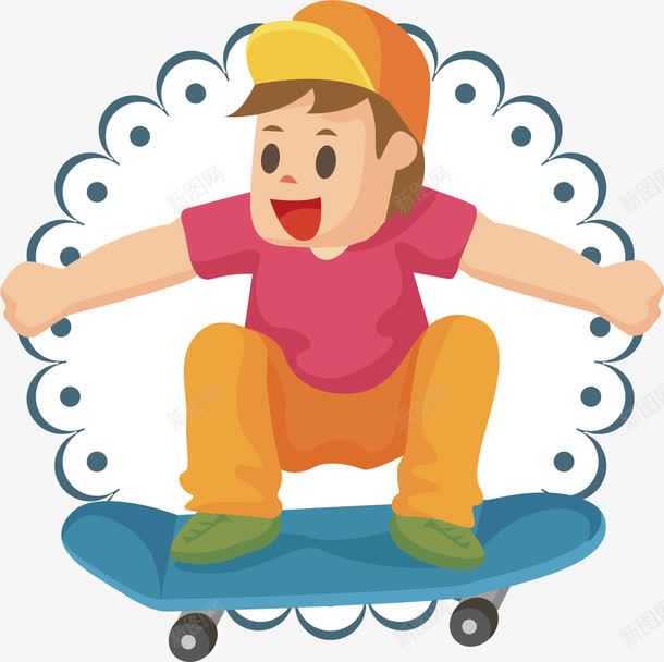 男孩png免抠素材_88icon https://88icon.com 卡通 手绘 滑板 男孩 轮滑