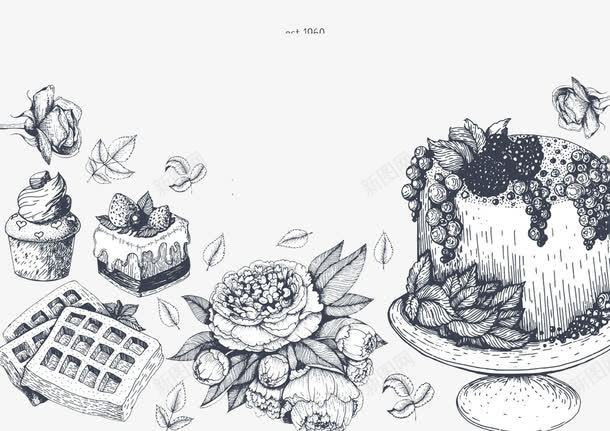 卡通松饼蛋糕美食插画png免抠素材_88icon https://88icon.com 卡通花朵 卡通蛋糕 松饼