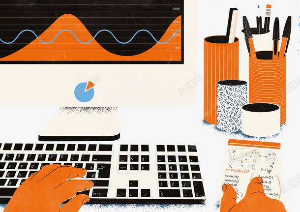 创意商务手绘电脑png免抠素材_88icon https://88icon.com 创意设计 卡通设计 扁平创意图