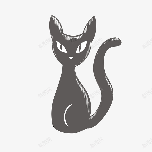 素描黑猫png免抠素材_88icon https://88icon.com 手绘 素描 素描黑猫 黑猫