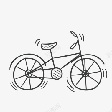 五一劳动节装饰黑色手绘的自行车图标图标