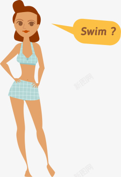 泳装女游泳健身了解一下矢量图素材