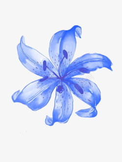 蓝色水彩花卉装饰图案素材