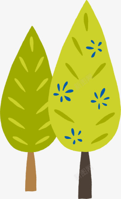 绿色卡通春季树木素材