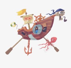 卡通海盗船素材