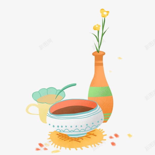 彩色的茶点png免抠素材_88icon https://88icon.com png图形 png装饰 杯子 花瓶 茶点 装饰