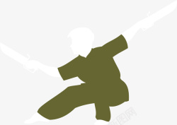 中国武术卡通墨绿色僧侣武术高清图片