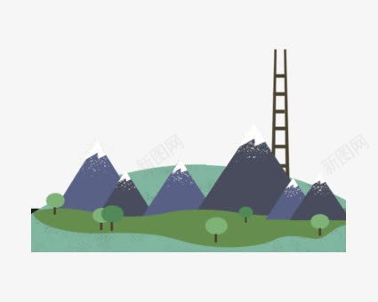 扁平化山坡png免抠素材_88icon https://88icon.com 卡通 山坡 树木 植物