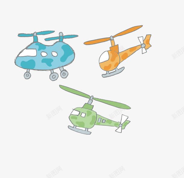 手绘玩具直升机png免抠素材_88icon https://88icon.com 手绘 玩具 飞机