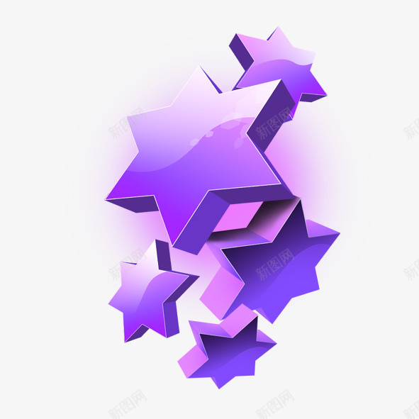 3D五角星psd免抠素材_88icon https://88icon.com 3D 五角星 紫色 装饰