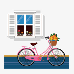 自行车和窗户矢量图素材