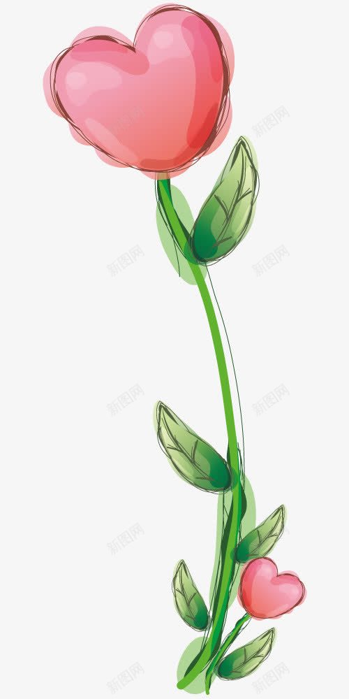 爱心形状的花png免抠素材_88icon https://88icon.com 手绘 插画 植物 爱心 花