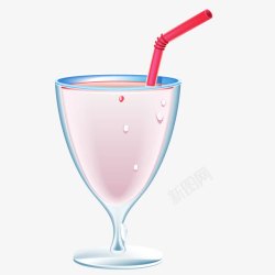 粉色杯装吸管饮料素材
