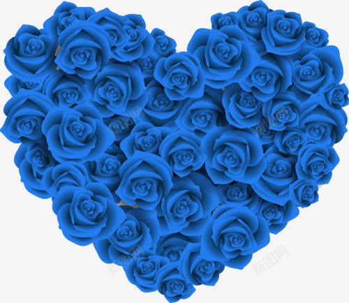 蓝色玫瑰花簇png免抠素材_88icon https://88icon.com 心形 玫瑰 花朵 花簇 蓝色