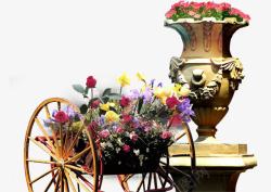 马车鲜花花瓶素材