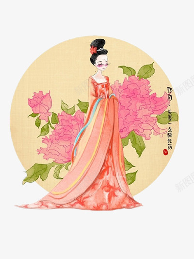 古风插画png免抠素材_88icon https://88icon.com 古风 女子 插画 粉色 装饰