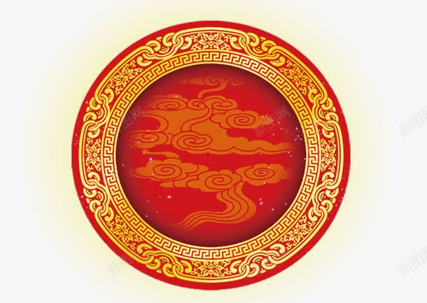 红色圆中国风祥云装饰png免抠素材_88icon https://88icon.com 中国风 祥云 红色圆 装饰