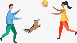 全民运动玩球遛狗矢量图素材