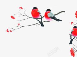 手绘中国风梅花与鸟儿素材