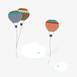 热气球与云朵素材
