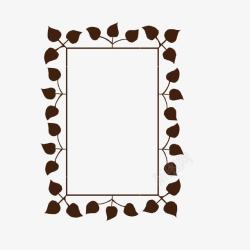 棕色树叶边框镜框素材