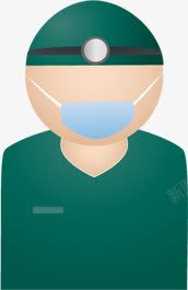 绿色卡通手术的大夫医疗素材