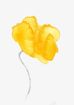 一朵手绘水彩黄色花素材