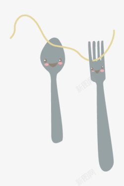 卡通叉勺拟人食品图案素材