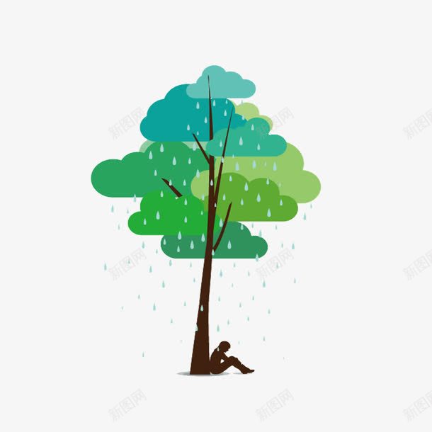 下雨的午后插画png免抠素材_88icon https://88icon.com 下雨 午后 女子 树木