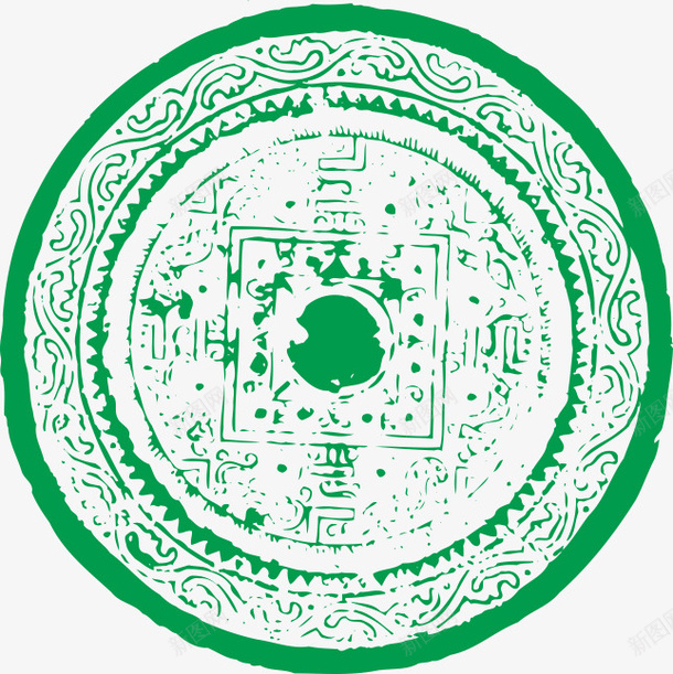 绿色铜钱装饰png免抠素材_88icon https://88icon.com 中国风 圆形 绿色 铜钱