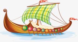 卡通带帆独木舟素材