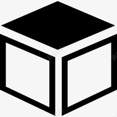 立方体黑顶盒图标图标
