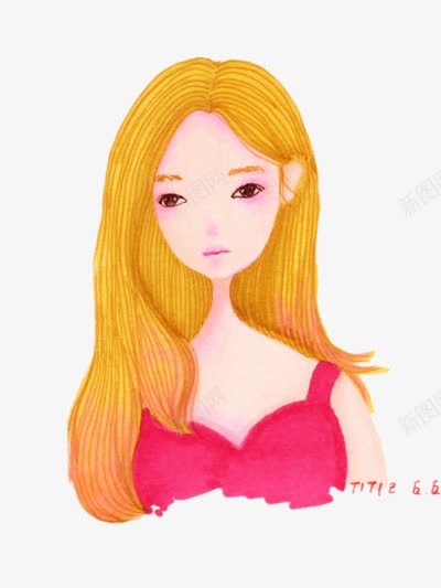 插画png免抠素材_88icon https://88icon.com 唯美 女孩 插画 黄发