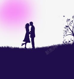 紫色浪漫的恋人元素素材