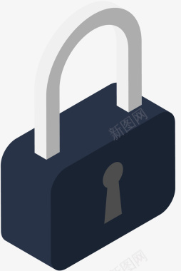 安全锁孔扁平装饰科技锁图标矢量图图标